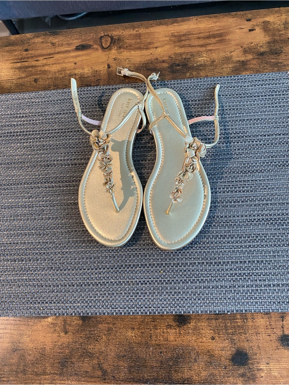 Kate Spade, Rosalie leather metallic gold,sandal, NWOB, never worn,7 1/2 B.